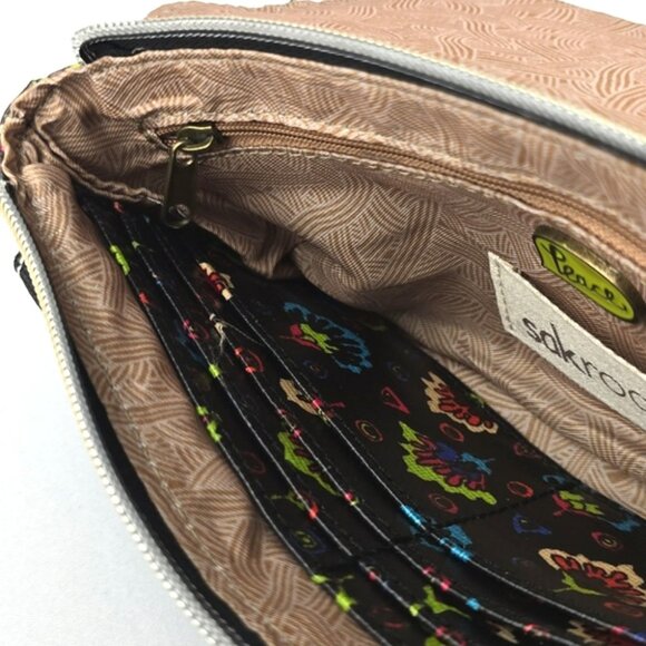 Sakroots Coated Canvas Double Bifold Wallet Clutch Multi Neon Boho Art-To-Wear - Picture 12 of 16